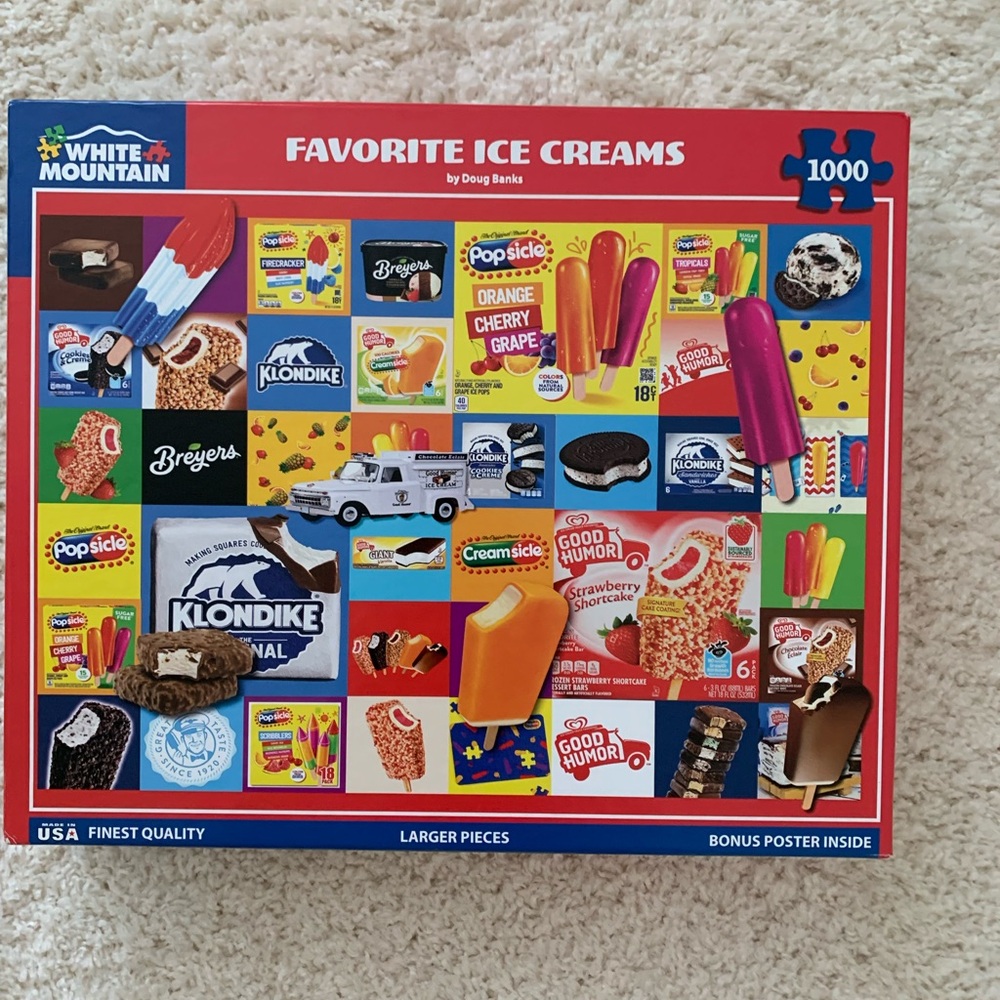 White Mountain Favorite Ice Creams Puzzle - Red, Blue, Yellow, Pink